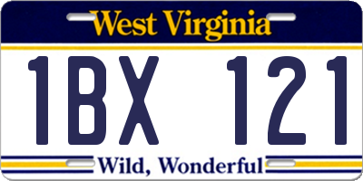 WV license plate 1BX121