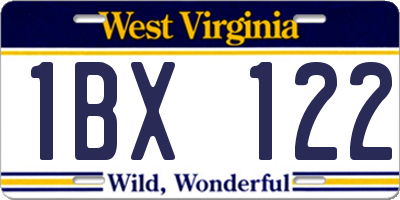 WV license plate 1BX122