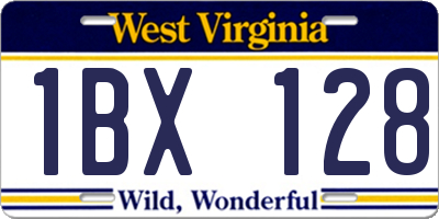 WV license plate 1BX128