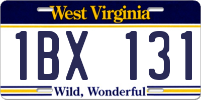WV license plate 1BX131