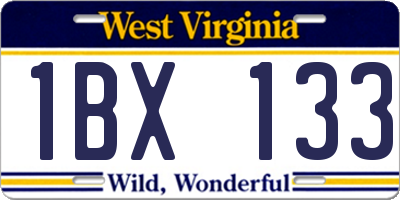 WV license plate 1BX133