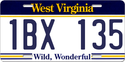 WV license plate 1BX135