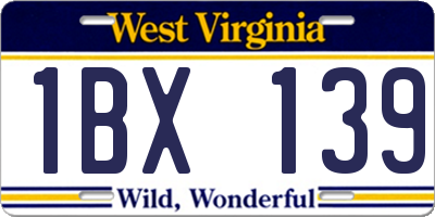 WV license plate 1BX139