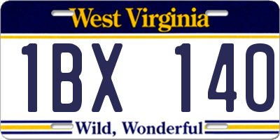 WV license plate 1BX140