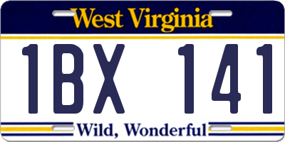 WV license plate 1BX141