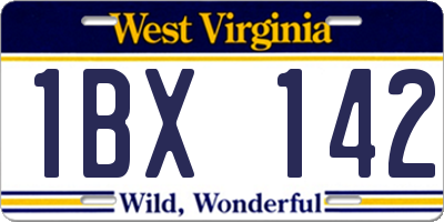 WV license plate 1BX142