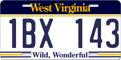 WV license plate 1BX143