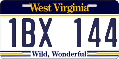 WV license plate 1BX144