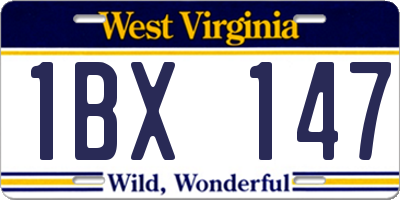 WV license plate 1BX147