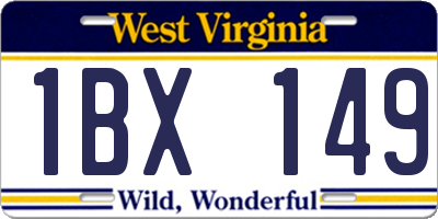 WV license plate 1BX149