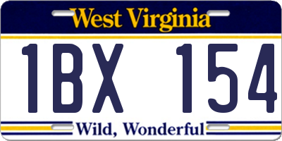 WV license plate 1BX154