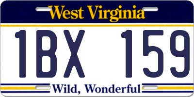 WV license plate 1BX159