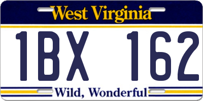 WV license plate 1BX162