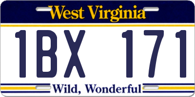 WV license plate 1BX171