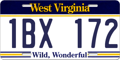 WV license plate 1BX172
