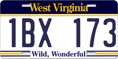 WV license plate 1BX173
