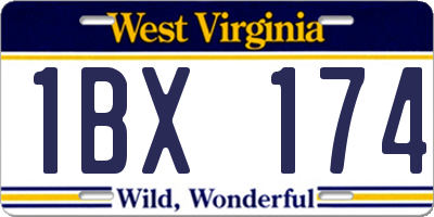 WV license plate 1BX174