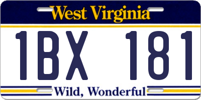 WV license plate 1BX181