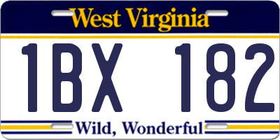 WV license plate 1BX182