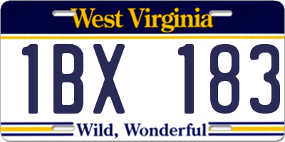 WV license plate 1BX183