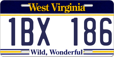 WV license plate 1BX186