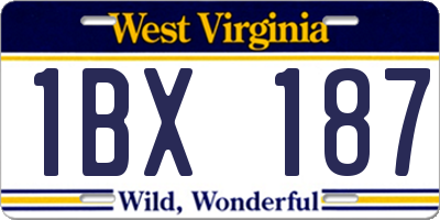 WV license plate 1BX187