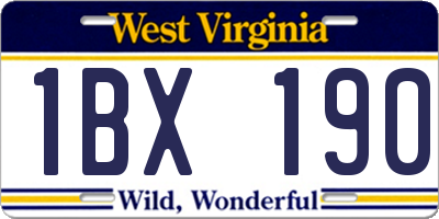 WV license plate 1BX190