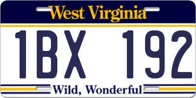 WV license plate 1BX192