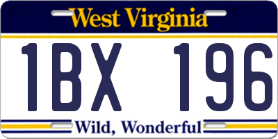 WV license plate 1BX196