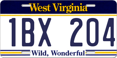 WV license plate 1BX204