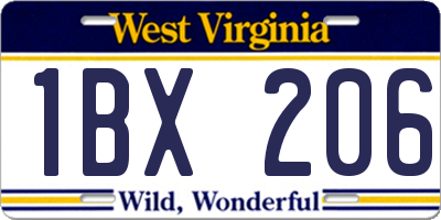 WV license plate 1BX206