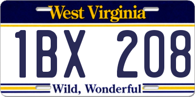WV license plate 1BX208