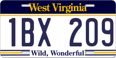 WV license plate 1BX209