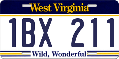 WV license plate 1BX211