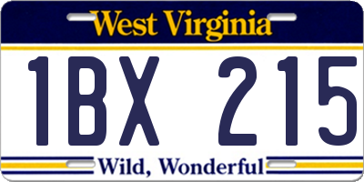 WV license plate 1BX215