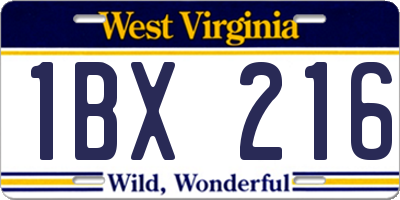 WV license plate 1BX216