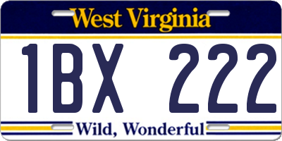 WV license plate 1BX222