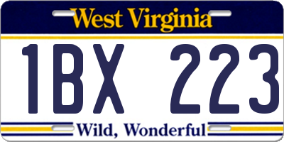 WV license plate 1BX223
