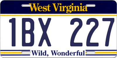 WV license plate 1BX227