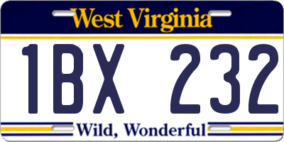 WV license plate 1BX232