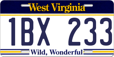 WV license plate 1BX233