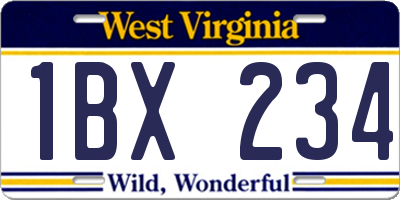 WV license plate 1BX234