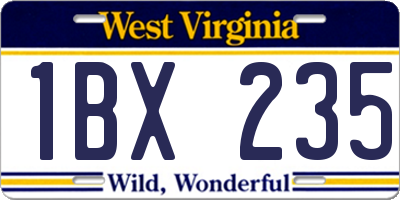 WV license plate 1BX235