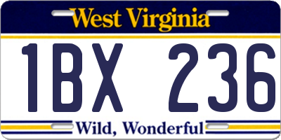 WV license plate 1BX236