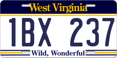 WV license plate 1BX237