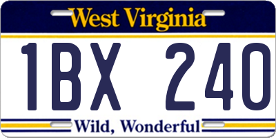 WV license plate 1BX240