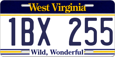 WV license plate 1BX255