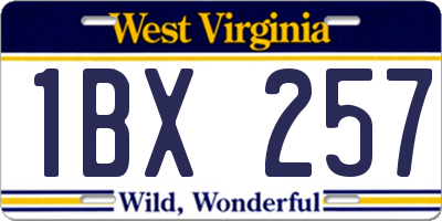 WV license plate 1BX257