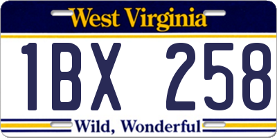 WV license plate 1BX258