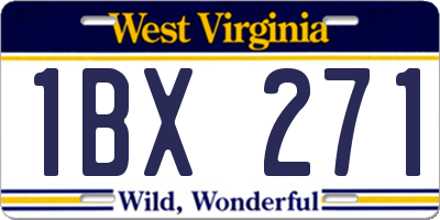 WV license plate 1BX271